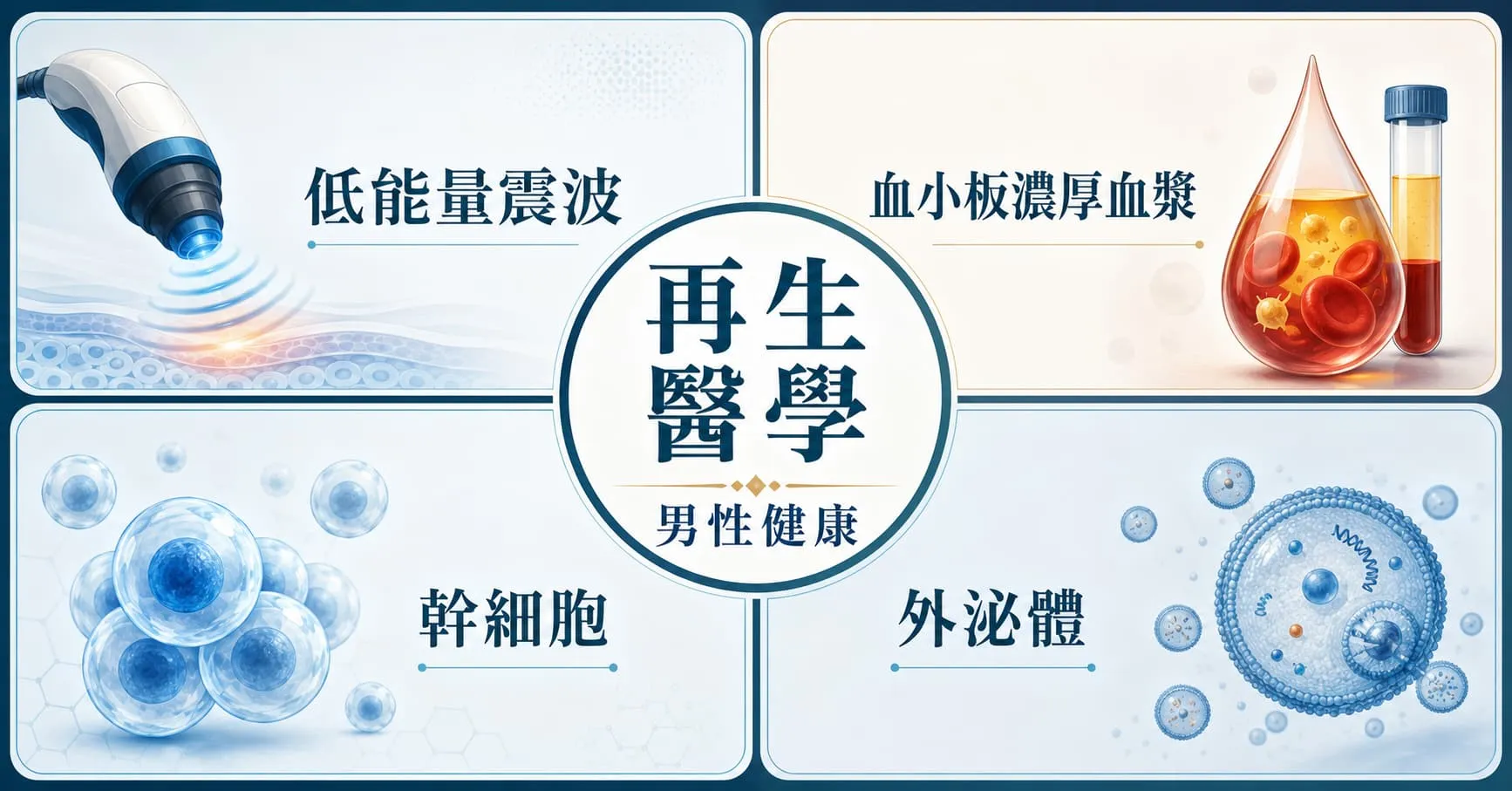 淺談再生醫學在勃起功能障礙的應用｜低能量震波、血小板濃厚血漿（PRP）、幹細胞與外泌體怎麼看？
