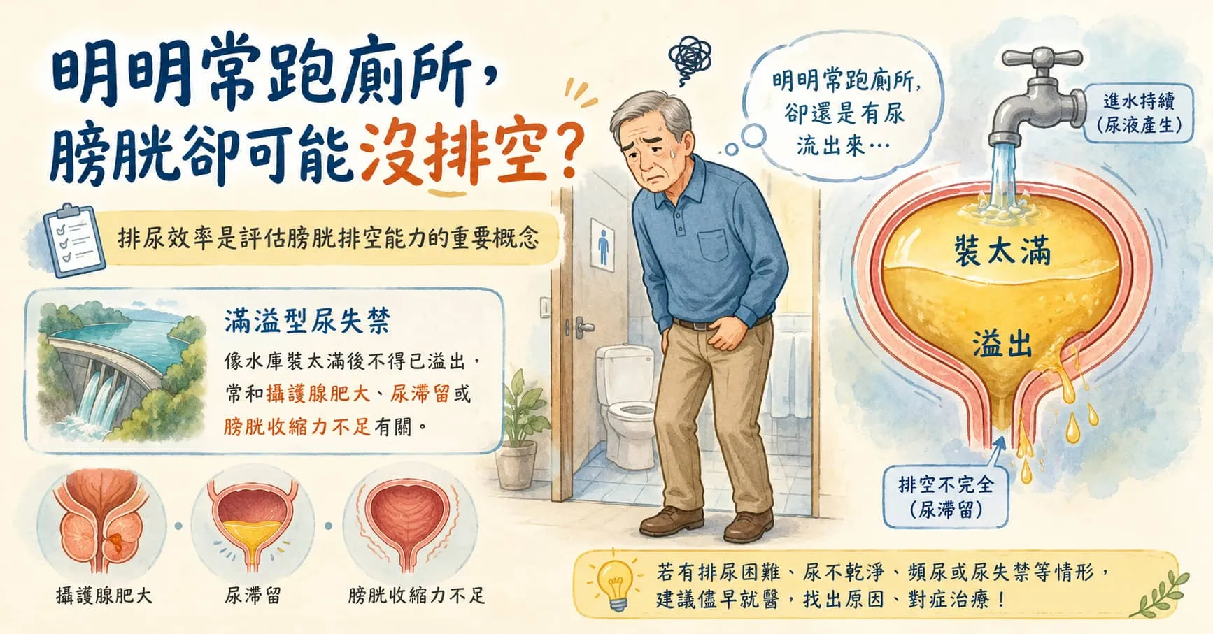 明明常跑廁所，膀胱卻可能沒排空？