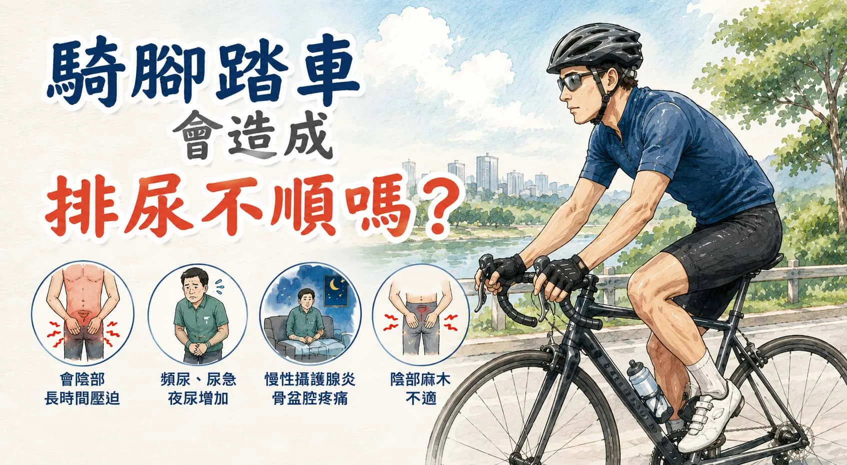 騎腳踏車會造成排尿不順嗎？