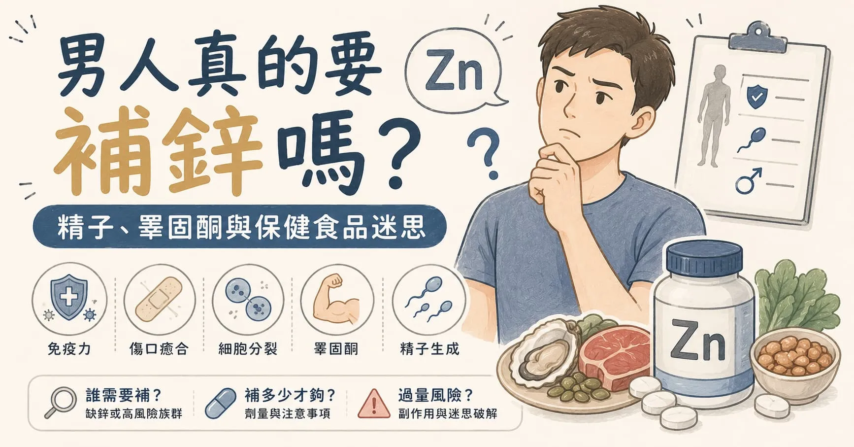 男人真的要補鋅嗎？精子、睪固酮與保健食品迷思